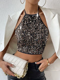 Buy Shein Open Back Crop Sequins Halter Top in Pakistan