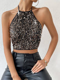 Buy Shein Open Back Crop Sequins Halter Top in Pakistan