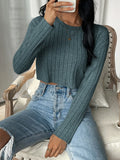 Buy Shein Ezwear Solid Rib Knit Crop Tee in Pakistan