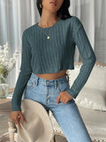 Buy Shein Ezwear Solid Rib Knit Crop Tee in Pakistan