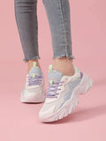 Buy SHEIN Color Block Lace-up Front Chunky Sneakers in Pakistan
