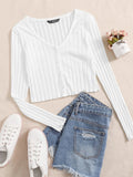 Buy SHEIN EZwear Rib-knit Single Breasted Tee in Pakistan