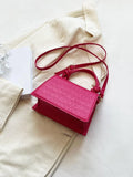 Buy SHEIN Mini Crocodile Embossed Neon Pink Flap Square Bag in Pakistan