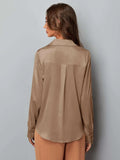 Buy SHEIN Clasi Satin Solid Button Up Shirt in Pakistan