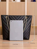 Buy SHEIN Trendy Chain Tote Bag, Women's Large Capacity Shoulder Bag, Simple Solid Color Handbag Chevron Chain Shoulder Tote Bag in Pakistan