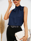 Buy Shein Tie Neck Sleeveless Blouse in Pakistan