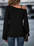 Buy Shein Emery Rose Asymmetrical Neck Chain Detail Twist Front Batwing Sleeve Tee in Pakistan