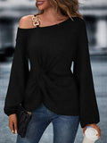 Buy Shein Emery Rose Asymmetrical Neck Chain Detail Twist Front Batwing Sleeve Tee in Pakistan