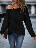 Buy Shein Emery Rose Asymmetrical Neck Chain Detail Twist Front Batwing Sleeve Tee in Pakistan