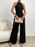 Buy Shein Zipper Back Halter Neck Wide Leg Jumpsuit in Pakistan