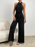 Buy Shein Zipper Back Halter Neck Wide Leg Jumpsuit in Pakistan
