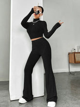 Buy Shein Ezwear Mock Neck Crop Tee & Flare Leg Pants in Pakistan