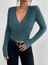 Buy SHEIN EZwear Surplice Neck Ribbed Knit Crop Tee in Pakistan