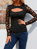 Buy Shein Contrast Lace Cut Out Front Top in Pakistan
