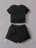 Buy SHEIN Baby Letter Graphic Tee & Shorts in Pakistan