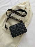 Buy SHEIN Geometric Embossed Flap Square Bag Fashionable Black PU For Daily Life in Pakistan
