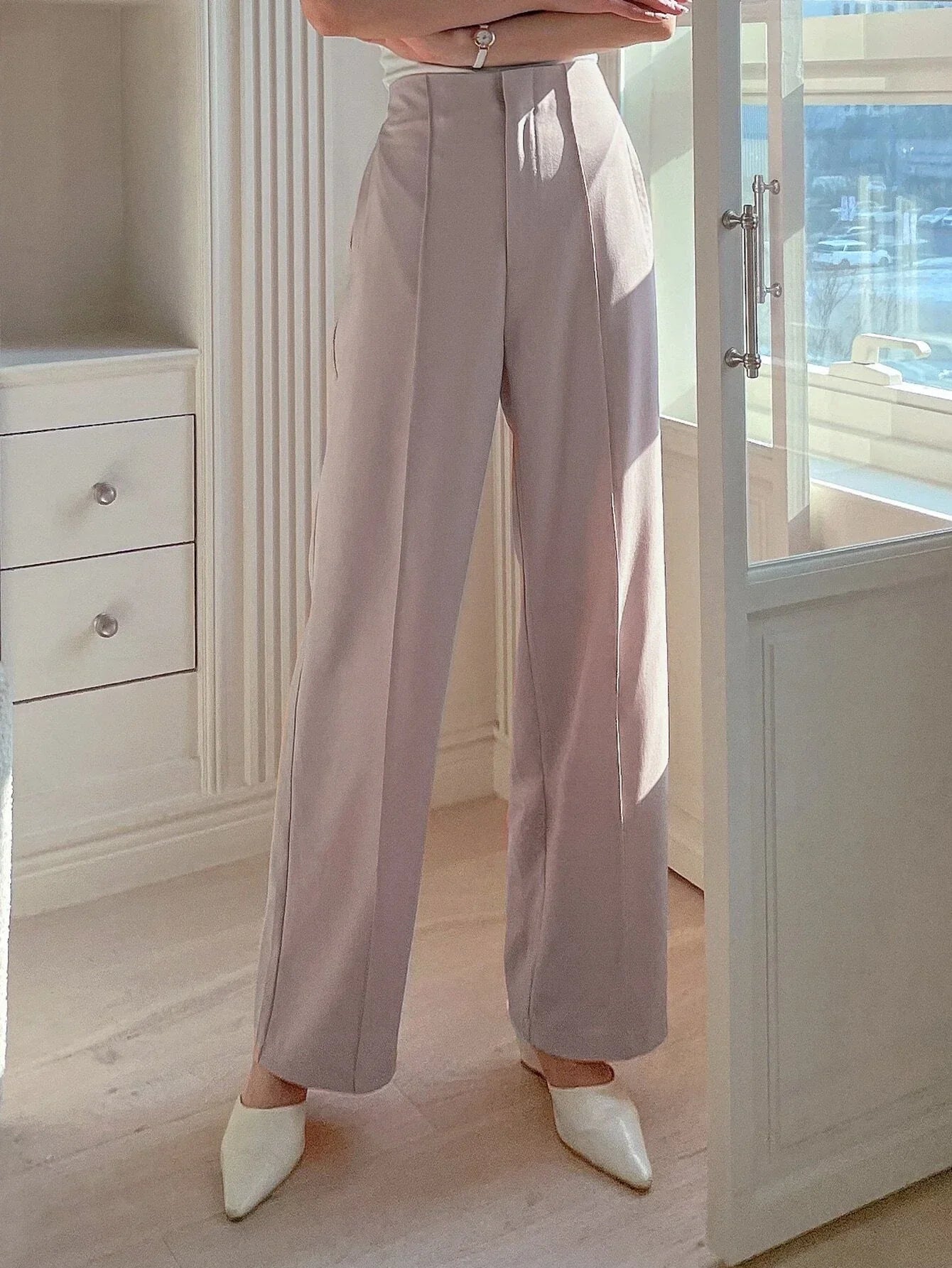 Buy SHEIN DAZY High Waist Straight Leg Suit Pants in Pakistan