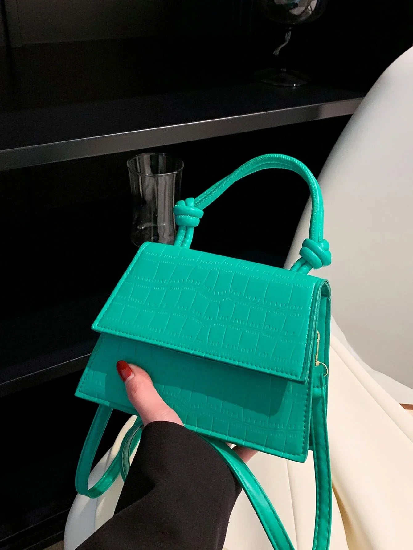 Buy SHEIN Mini Crocodile Embossed Flap Square Bag in Pakistan