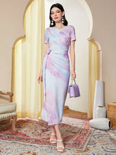 Buy SHEIN Modely Tie Dye Ruched Knot Side Dress in Pakistan