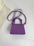 Buy SHEIN Crocodile Embossed Square Bag Mini Flap Purple in Pakistan