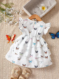 Buy SHEIN Baby Butterfly Print Butterfly Sleeve Layer Ruffle Hem Dress in Pakistan