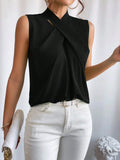 Buy SHEIN Privé Solid Criss Cross Halter Neck Sleeveless Blouse in Pakistan