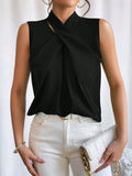 Buy SHEIN Privé Solid Criss Cross Halter Neck Sleeveless Blouse in Pakistan
