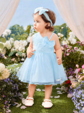 Buy SHEIN Baby Bow Front Asymmetric Neck Mesh Overlay Party Dress in Pakistan