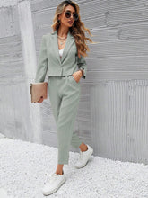 Buy SHEIN Frenchy Solid Single Button Crop Blazer And Slant Pocket Tailored Pants in Pakistan