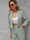 Buy SHEIN Frenchy Solid Single Button Crop Blazer And Slant Pocket Tailored Pants in Pakistan
