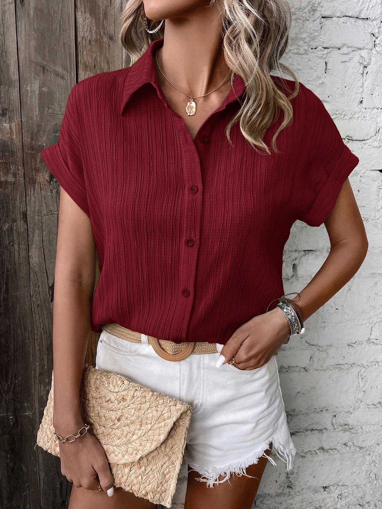 Buy SHEIN LUNE Batwing Sleeve Button Front Shirt in Pakistan