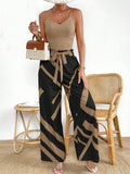 Buy SHEIN Privé Solid Cami Top & Geo Print Knot Front Wide Leg Pants in Pakistan