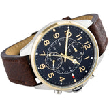 Buy Tommy Hilfiger Men's Quartz Brown Leather Strap Blue Dial 47mm Watch 1791275 in Pakistan
