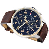 Buy Tommy Hilfiger Men's Quartz Brown Leather Strap Blue Dial 47mm Watch 1791275 in Pakistan