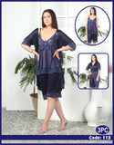 Buy Florea - 3 Pcs Silk Nighty Set With Gown - 113 in Pakistan