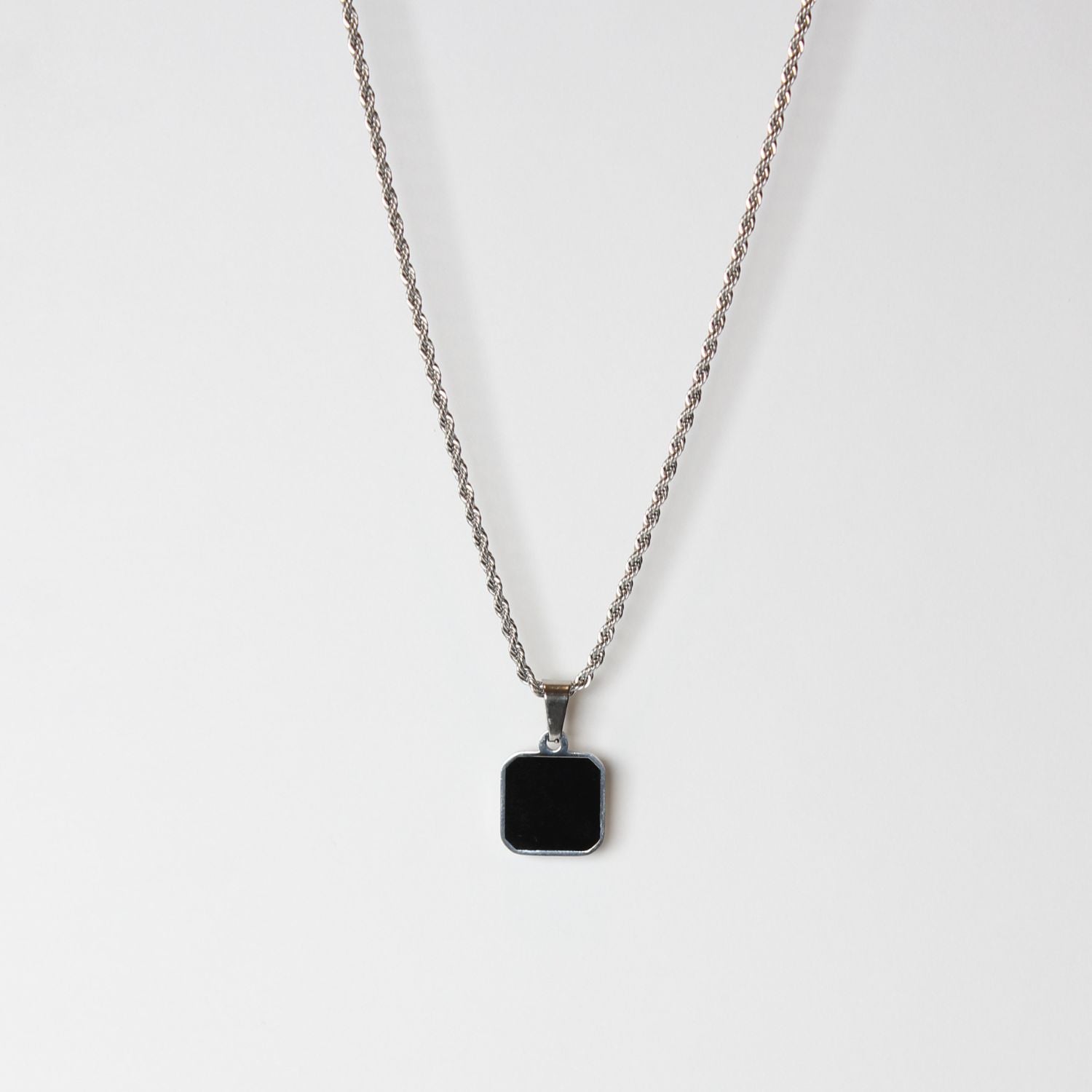 Buy Onyx Pendant Black Silver Necklace in Pakistan
