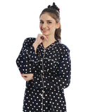 Buy Linen Pajama Suit with Scrunchie - Moonlit Polka in Pakistan