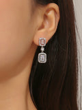 Buy SHEIN 1pair Chic Square Cubic Zirconia Decorated Drop Earrings For Women For Party Banquet Wedding in Pakistan