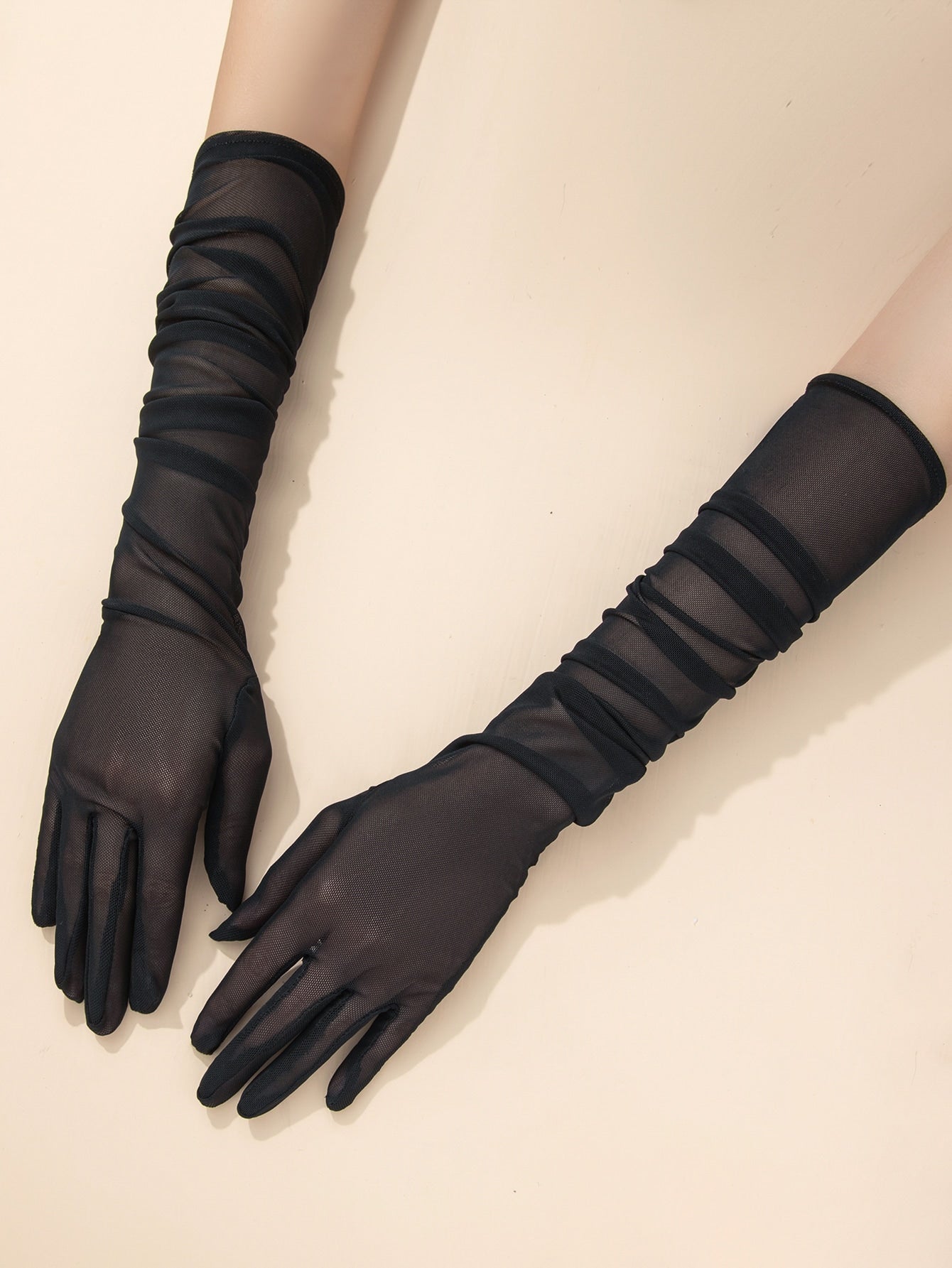 Buy SHEIN 1pair Women's Fashionable Simple Mesh Gauze Long Gloves, Suitable For Decor, Travel, Party Matching in Pakistan