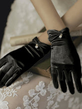 Buy SHEIN 1pair Women's French Vintage Black Pearl Gloves, Thin Sunscreen Party Satin Gloves For Formal Occasions in Pakistan