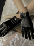 Buy SHEIN 1pair Women's French Vintage Black Pearl Gloves, Thin Sunscreen Party Satin Gloves For Formal Occasions in Pakistan