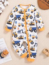 Buy 1pc Baby Boy Cute Cartoon Truck Print Comfortable Long Sleeve Jumpsuit, Suitable For Autumn & Winter in Pakistan