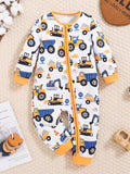 Buy 1pc Baby Boy Cute Cartoon Truck Print Comfortable Long Sleeve Jumpsuit, Suitable For Autumn & Winter in Pakistan