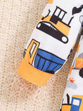 Buy 1pc Baby Boy Cute Cartoon Truck Print Comfortable Long Sleeve Jumpsuit, Suitable For Autumn & Winter in Pakistan