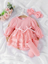 Buy SHEIN 1pc Baby Girl Elegant Lace Patchwork Bodysuit With Headband & Socks, Autumn/Winter in Pakistan