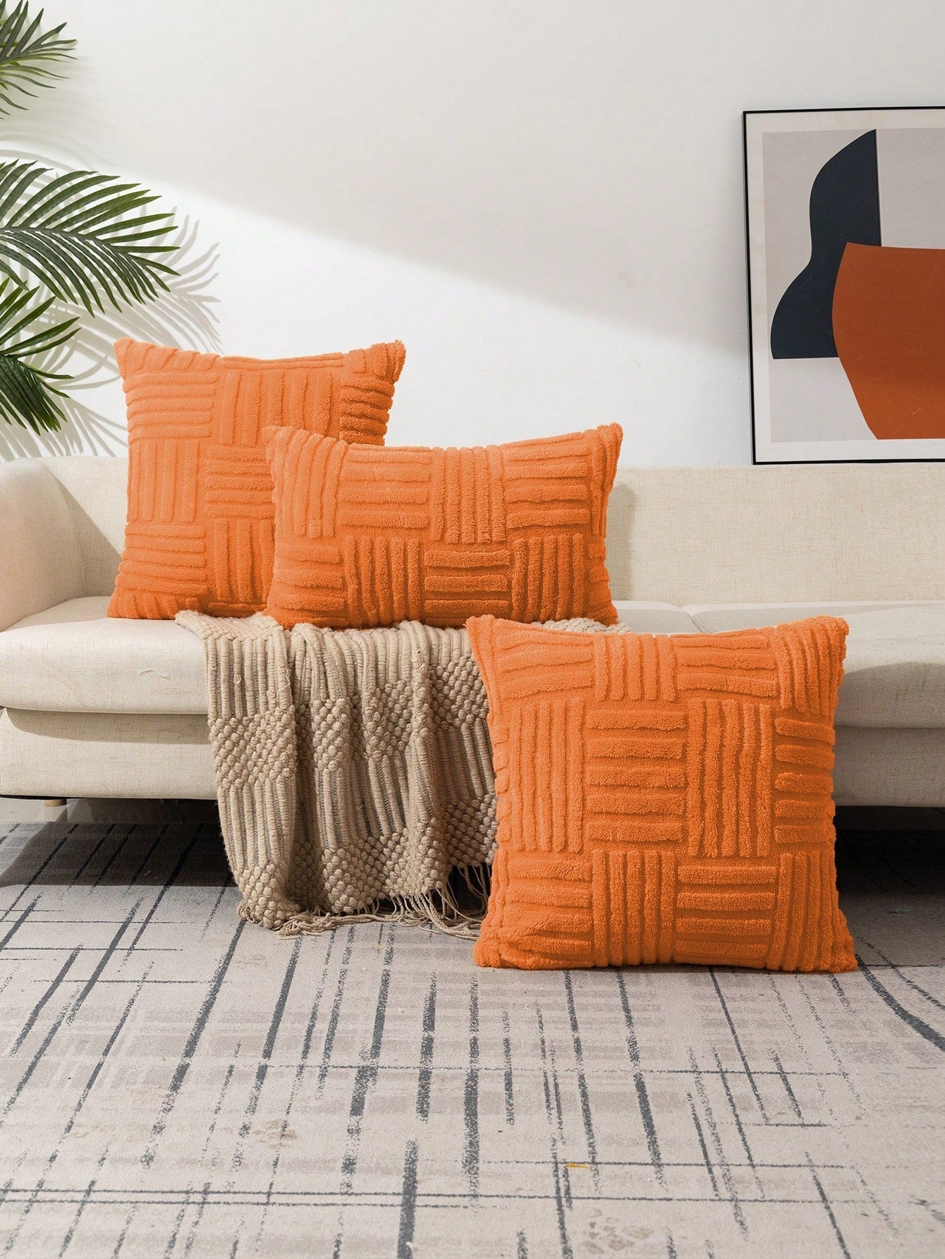 Buy SHEIN 1pc Geometric Tufted Cushion Cover Without Filler, Minimalist Fabric Decorative Throw Pillow Cover For Home in Pakistan