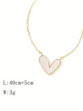 Buy SHEIN 1pc Golden Plated Stainless Steel Necklace With White Acrylic Heart Pendant in Pakistan