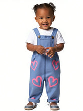 Buy SHEIN 1pc New Design Baby Girls Heart Print Casual Denim Overalls in Pakistan