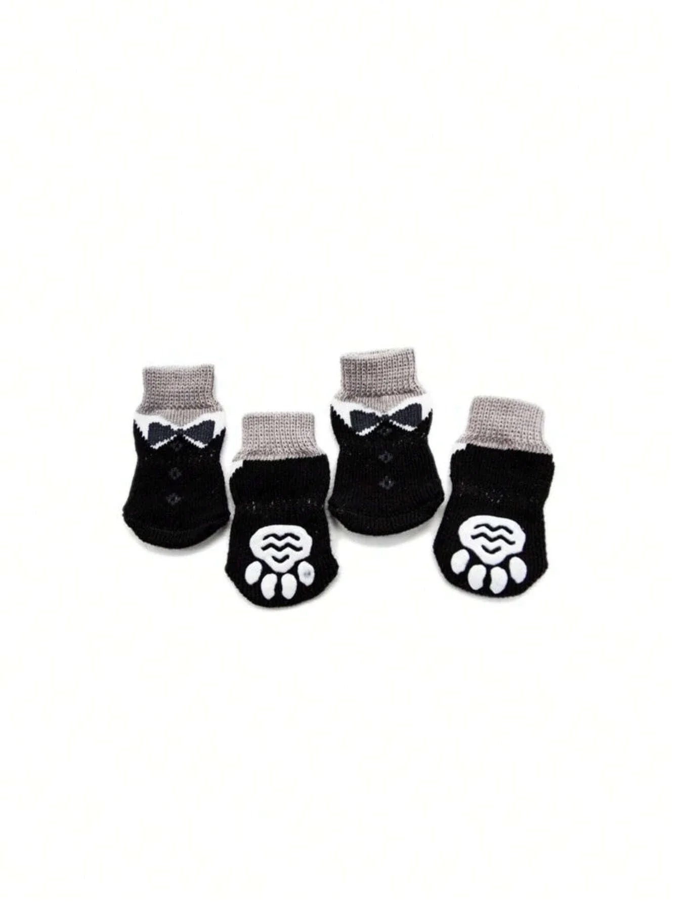 Buy SHEIN 1set/4pcs Black Bowtie Design Pet Socks For Indoor, Warm, Anti-slip And Quiet in Pakistan