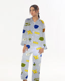 Buy Linen Pajama Suit with Scrunchie - Happy Snooze in Pakistan